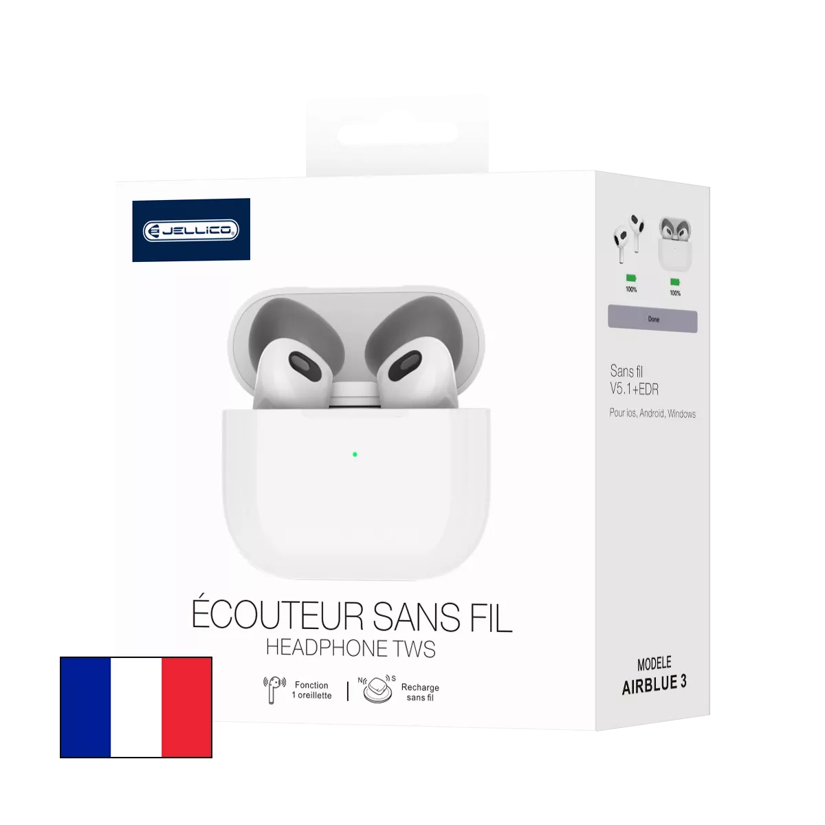 Écouteurs sans fil bluetooth Airpods 3 JELLICO AirBlue 3