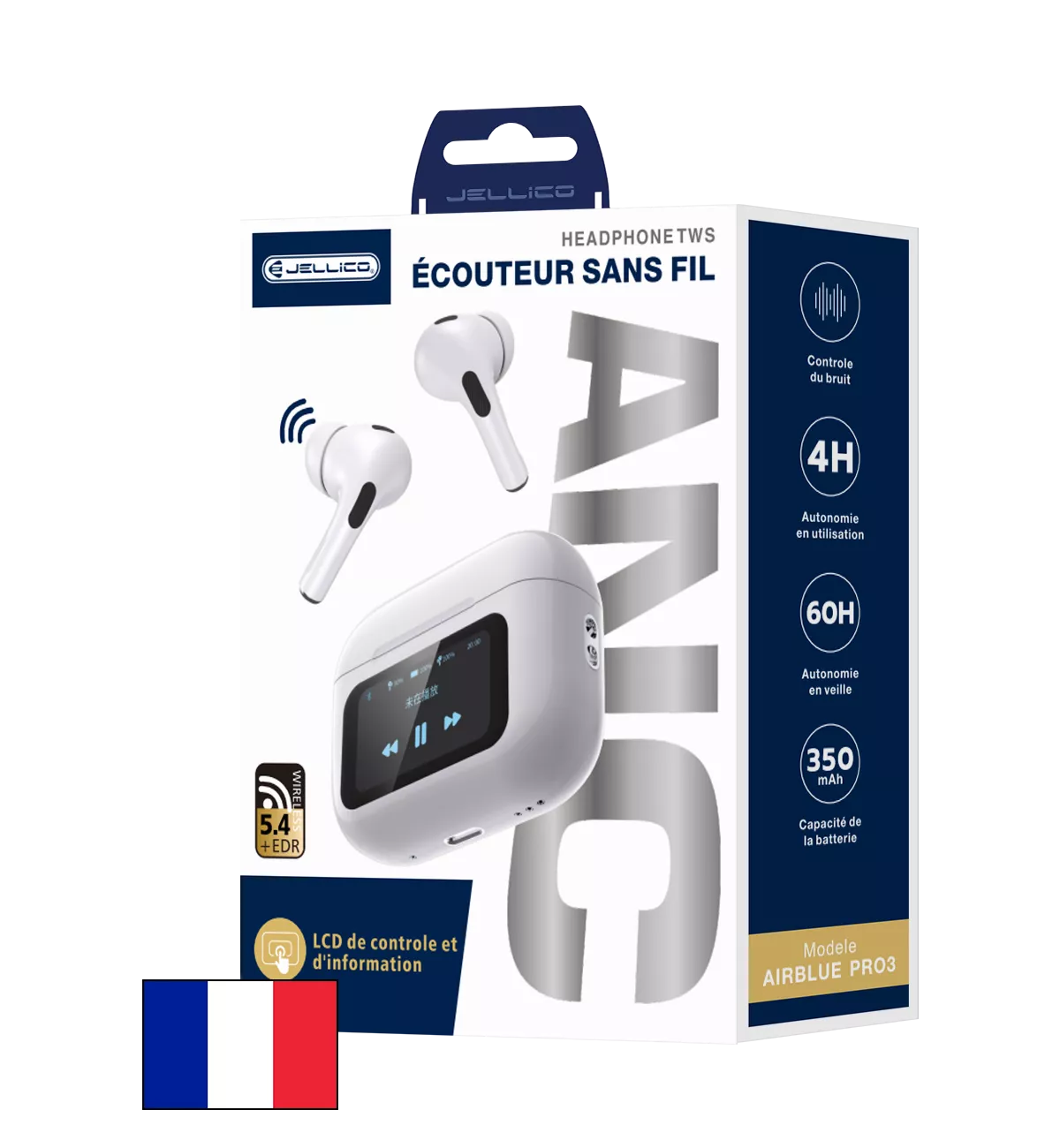 Écouteurs sans fil bluetooth avec écran tactile Airpods Pro 3 JELLICO AirBlue Pro 3